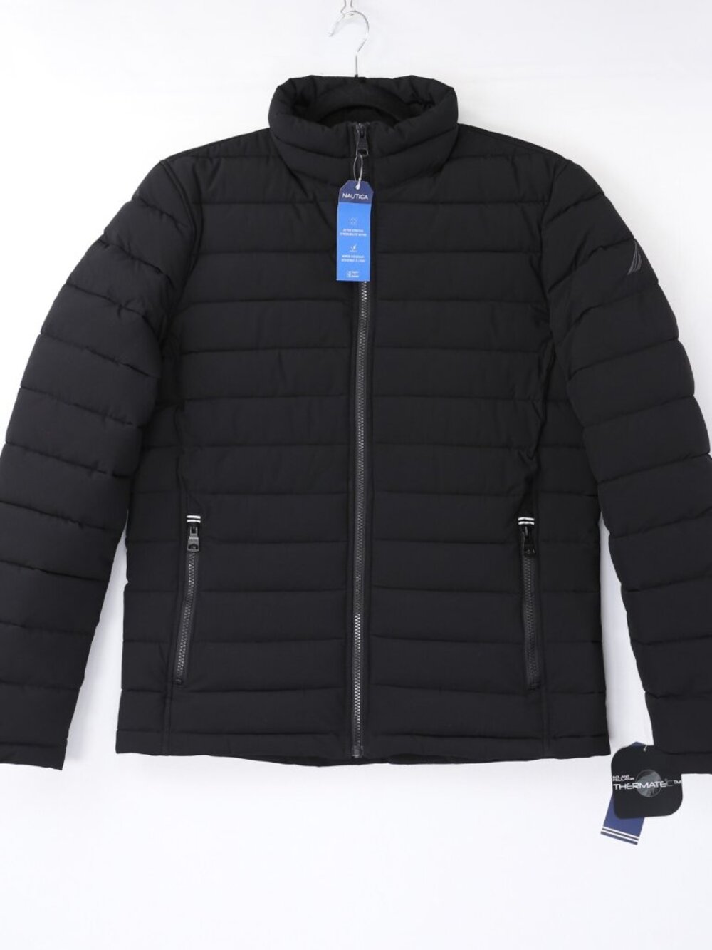 Nautica Quilted Puffer Jacket Stretch Water Resistant Black